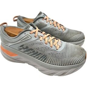 Hoka One One Bondi 7 Grey Orange Running Shoes Womens 9 1110519 HMSH